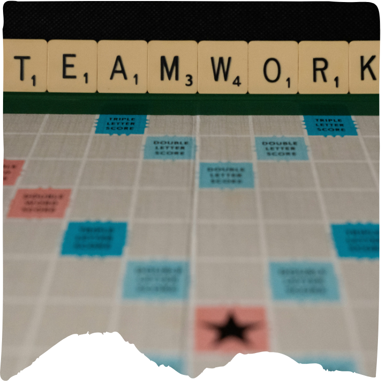 teamwork spelled out on scrabble board